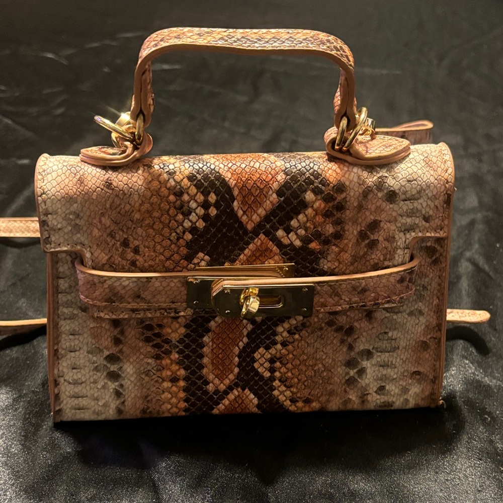 Fashion Nova Brown Snake Print Mini Bag